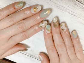 		ジェル。お正月ネイル。